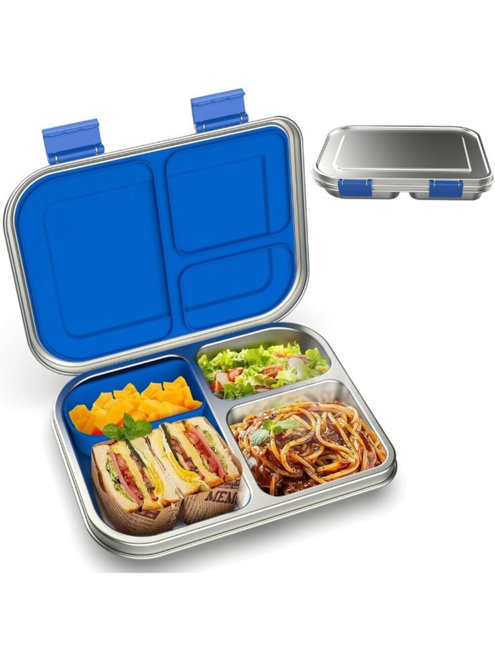 Leak-Resistant Stainless Steel Bento Lunch Box for Kids, 3 Compartments